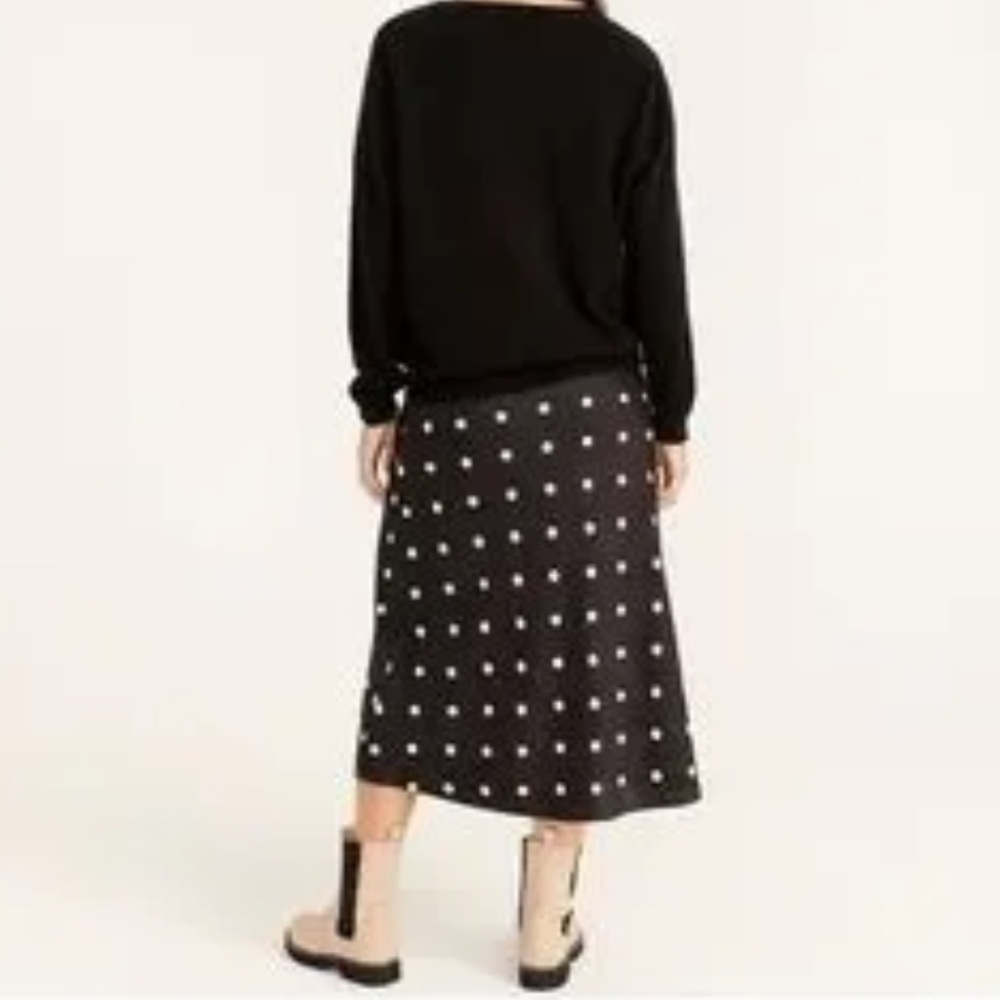 J. Crew Black and White Polka Dot Midi Skirt